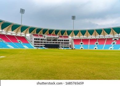 LUCKNOW, INDIA - May 07 2020 :cricket Stadium In Lucknow . Empty Cricket Stadium.