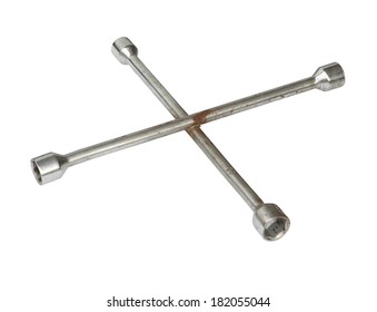 Lug Wrench (four Way Wheel Wrench) Isolated On White Background