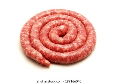 Luganega Sausage On A White Background