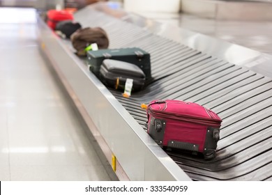 Luggage On The Belt In The Airport