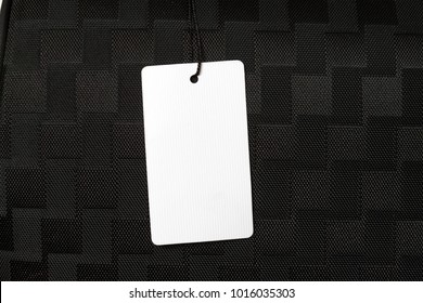 Luggage Or Price Tag, Tickets Mockup, Hanging Brand Label On Black Textile Textured Background