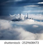 Lujiazui in Pudong, Shanghai, is seen in the clouds