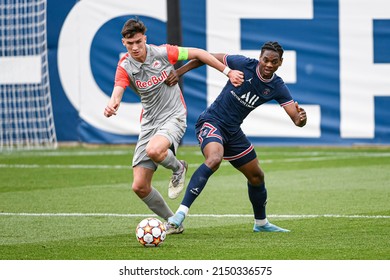 Lukas Wallner And Sekou Yansane During A U19 Football Match Between Paris Saint Germain (PSG) And RB Salzburg (FC) On March 16, 2022 In Saint-Germain-en-Laye, France.