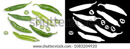 Lumbre green chili pepper or Hatch Double-X Hot chile. Numex or New Mexican pod type. Top view