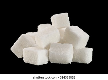 Lump Sugar Cube Isolated On Black Background