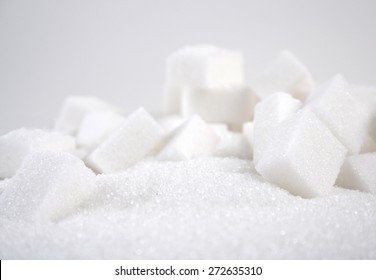 Lump Sugar On White Background