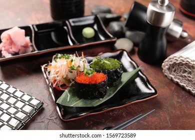 Lumpfish Caviar In Black Plate  