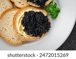 lumpfish caviar seafood black caviar natural fresh appetizer meal food snack on the table copy space food background rustic top view