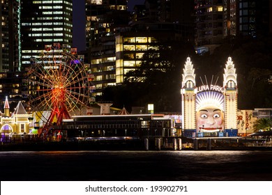 Luna Park on a clear autumn evening in Sydney, Australia