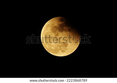 Lunar eclipse black sky in night full moon
