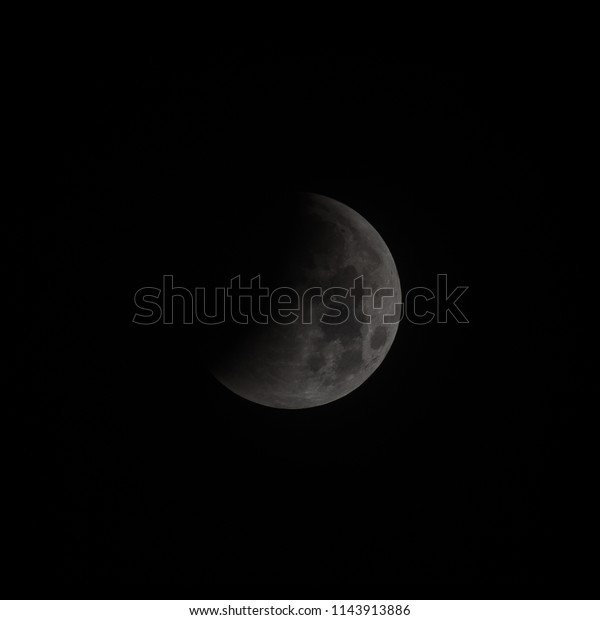 Lunar Eclipse the phase of the moon obscured
by the shadow of the planet Earth & blood Moon eclipse in
thailand 28-07-2018