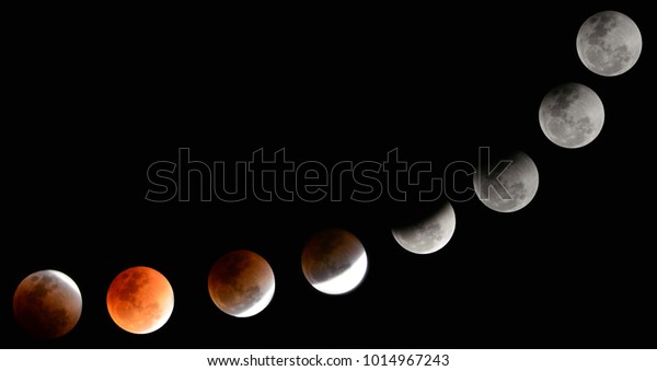 Lunar Eclipse Sequence Including Total Eclipse Stock Photo (Edit Now ...