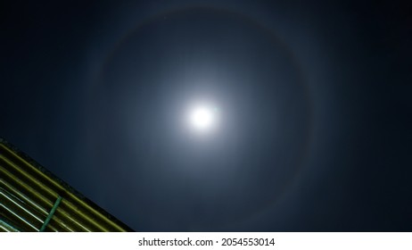 A Lunar Halo Around The Moon.