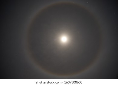 Lunar Halo On Cold Winter Evening