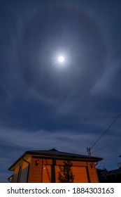 The Lunar Halo Over A House