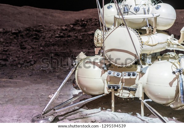 lunar
landing mission. moon station on satellite
surface