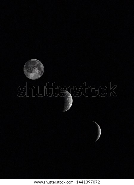 Lunar moon phases in the\
night sky