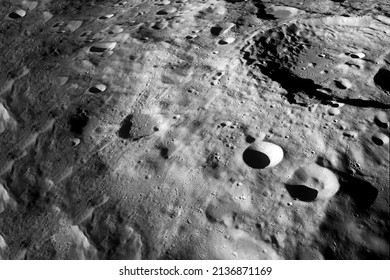 Lunar Surface In Craters. Elements Of This Image Furnished By NASA. High Quality Photo