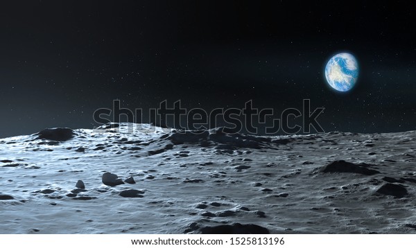 Lunar surface and Planet\
Earth