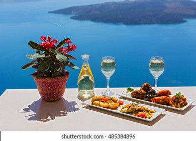 Lunch By The Sea, Greece, Island  Santorini