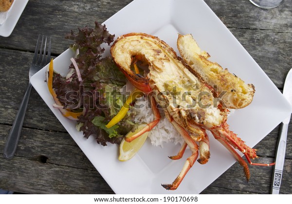 Lunch Crayfish Roadside Caravan Kaikoura New Stock Image