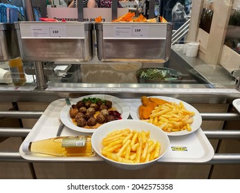 Lunch On A Tray At The Ikea Restaurant In Krasnodar On September 5, 2021