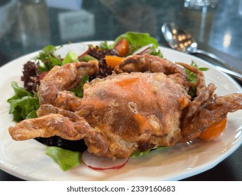 Lunch: Salad with crispy soft shell crab