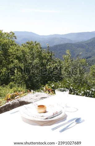 Lunch table with a mountain view