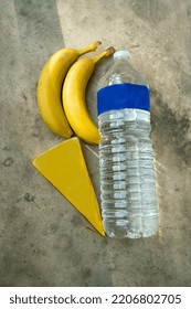 Lunch Of Tourist On French Riviera ( Not Rich  As Me, Photogrpaher) : 2 Bananes, Water 1.5l And 200g  Of Brie( French Cheese!) (dry Food)