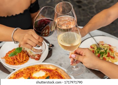 Lunch With Wine Toast Or Cheer