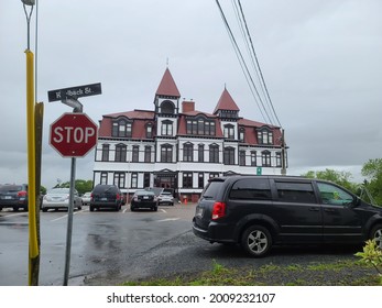 Lunenburg, NS, CAN, July 8, 2021 - The Lunenburg Academy of Music Performance. This historic school building dates back to 1895 and was a working school up until 2012.  A National Historic Site.