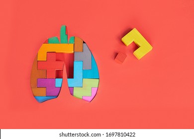 Lung health therapy medical concept . Lungs operation puzzle concept of respiratory disease, pneumonia, tuberculosis, bronchitis, asthma, lung abscess