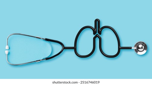 Lung shape formed from binaural ring of isolated stethoscope – Medical illustration of anatomy, diagnostic tools, and healthcare for doctor appreciation - Powered by Shutterstock