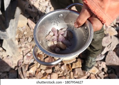 LUOSTO, LAPLAND COUNTY / FINLAND - AUGUST 05 2020: Lampivaara Amethyst Mine. Gem Mining, Gem Hunting In A Natural Landscape