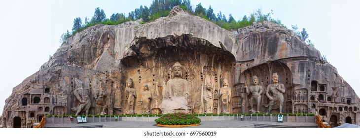 LUOYANG, HENAN/CHINA-APR 12: Longmen Grottoes -Fengxiang temple stone Buddhas on Apr 12, 2016 in Luoyang, Henan, China. The Grottoes is one of One of China's four Buddhist Caves Art Treasure Houses. 
