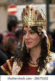 LUQA, MALTA - APR10 - Portrait Of Persian Queen During The Good Friday Procession In The Village Of Luqa In Malta April 10, 2009