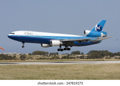 Luqa, Malta April 21, 2008: Avient McDonnell Douglas DC-10-30CF On Finals Runway 32.