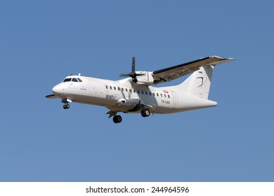 Luqa, Malta August 12, 2007: Sevenair ATR ATR-42-300 Landing Runway 32.