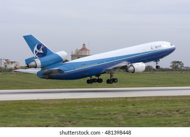 Luqa, Malta November 23, 2007: Avient McDonnell Douglas DC-10-30CF [Z-ARL] On Departure From Runway 13.