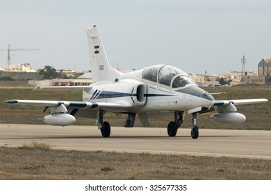 Luqa, Malta September 26, 2014: Egyptian Air Force Hongdu K-8E Karakorum 2-seat Jet Trainer.