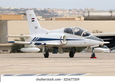 Luqa, Malta September 26, 2014: Egyptian Air Force Hongdu K-8E Karakorum 2-seat Jet Trainer.