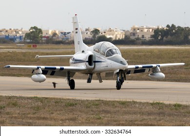 Luqa, Malta September 26, 2014: Egyptian Air Force Hongdu K-8E Karakorum 2-seat Jet Trainer.