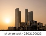 Lusail Boulevard sun rise golden hour side view 