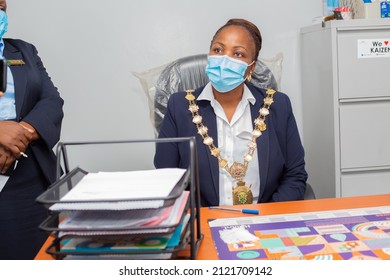 Lusaka, Zambia, 01,01,2022 Mayor-elect Chilando Chitangala, Visiting New Born Babies  At Kanyama Hospital In Lusaka And Giving Them Gifts