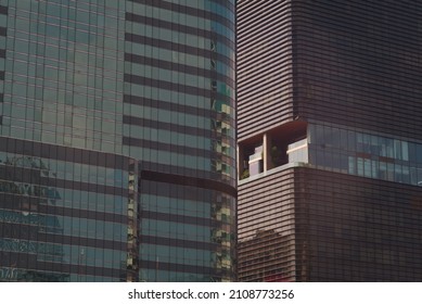 Luscious green blue reflection of a glass building window