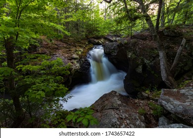 Lush Green Landscape And Spring Runoff Along The Salmon Falls River In Lebanon, Maine.