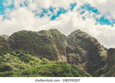 The Lush And Treacherous Mountains Of The Iao Valley On The North Shore Of Maui 