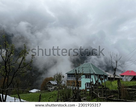 Lush Valley Scenic View of Grahan Village and greenery in Kasol, Kullu, Himachal Pradesh, Sar Pass Trek Start Point