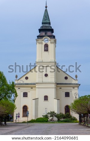 Lutheran Old Church (`Evangélikus ótemplom`). It was built in early-classical style between 1786 and 1788. Szarvas, Bekes county (Bekes megye), Hungary, May 2021. bekesstock, csabaprog Stock fotó © 