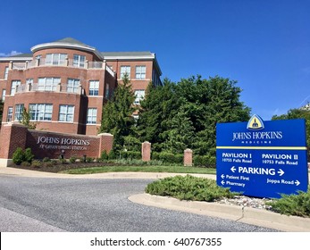 LUTHERVILLE, MD, USA - MAY 10, 2017: John Hopkins Greenspring Station. The Johns Hopkins Hospital Is The Teaching Hospital And Biomedical Research Facility Of The Johns Hopkins School Of Medicine